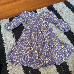Crewcuts Floral Kids Dress in Blue and Yellow
